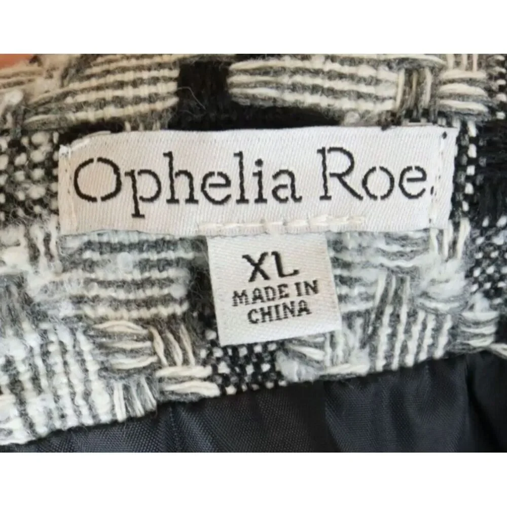 Ophelia Roe Short Pencil Skirt Womens Sz XL Black Geometric Pattern Lined Zipper